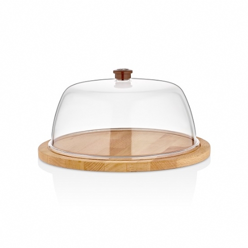 Ø300 мм Коричневый круглый колпак + деревянный поднос (Ироко)